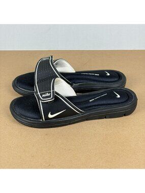 Nike Comfort Footbed Slide Sandals Womens 7 Black White Slip On Cushioned